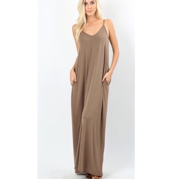 Dresses & Skirts - Mocha Strappy Oversized Maxi Dress